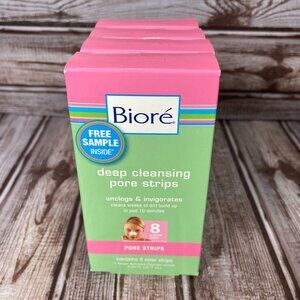 Lot of 4 BIORE Original Deep Cleansing 8 Pc. Nose Pore Strips New Old Stock RARE